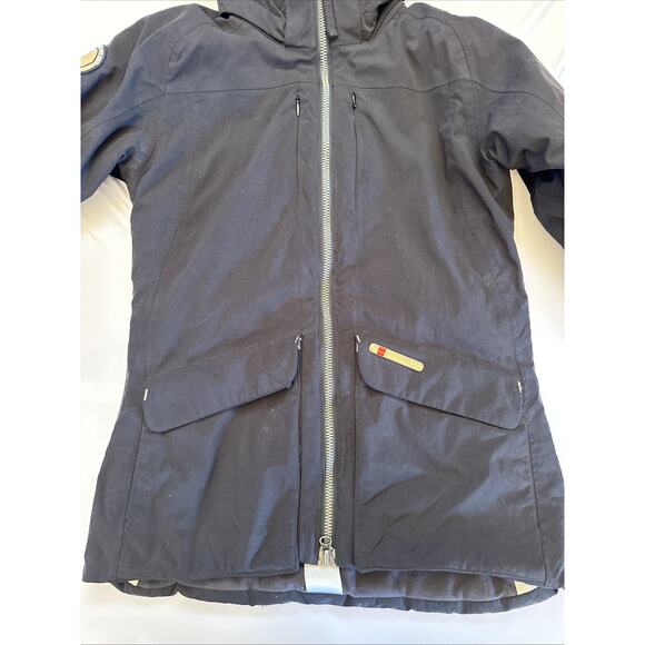 Helly Hansen Ski Jacket Womens Small Black H2 Flow Sytem Removable Hood Parka - Picture 6 of 16